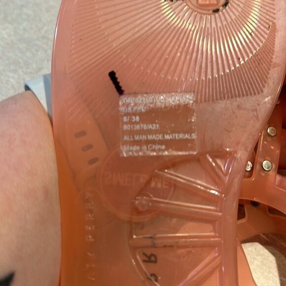 KATY PERRY Pink Jelly T Strap Floral Embellished Sandals - Picture 3 of 4